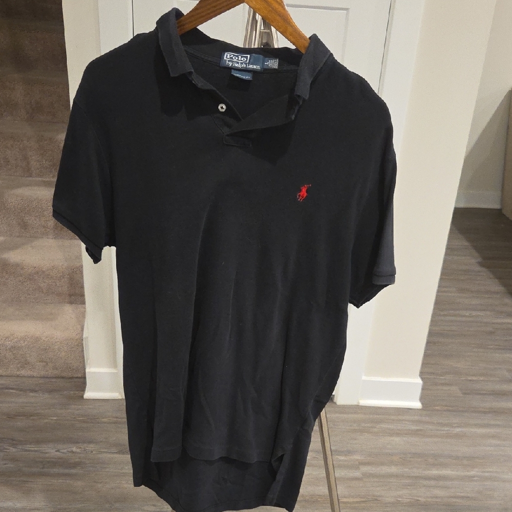 Polo by Ralph Lauren Men's Dark Polo Shirt with Red Logo